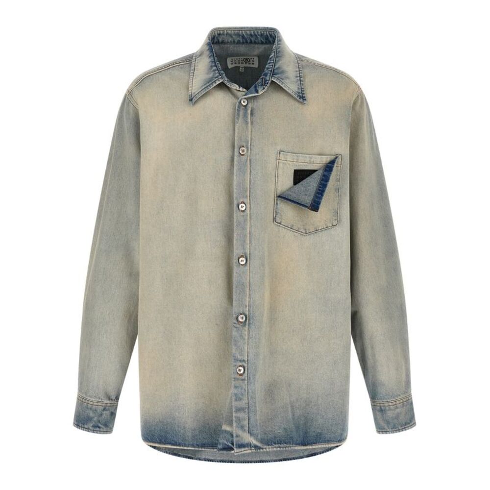 MM6 Maison Margiela Blue Cotton Men's Blouse